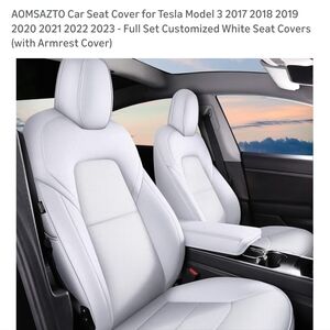 White Car Seat Covers for Tesla Model 3